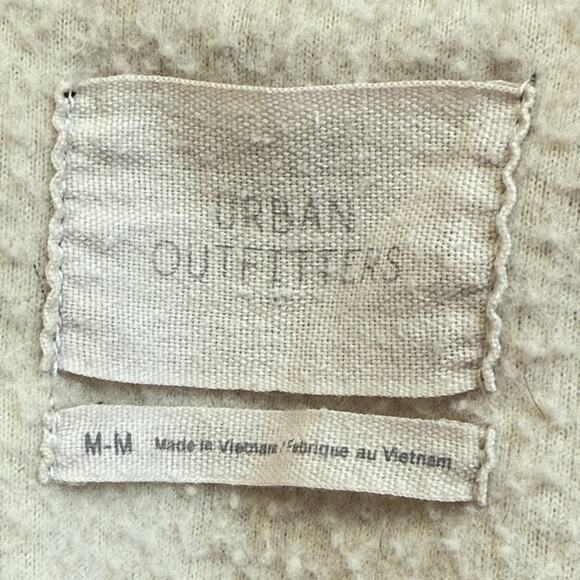 Urban Outfitters Posie Fleece Half Zip Sweatshirt Top Sz M Cropped Ivory & Black - Picture 6 of 8